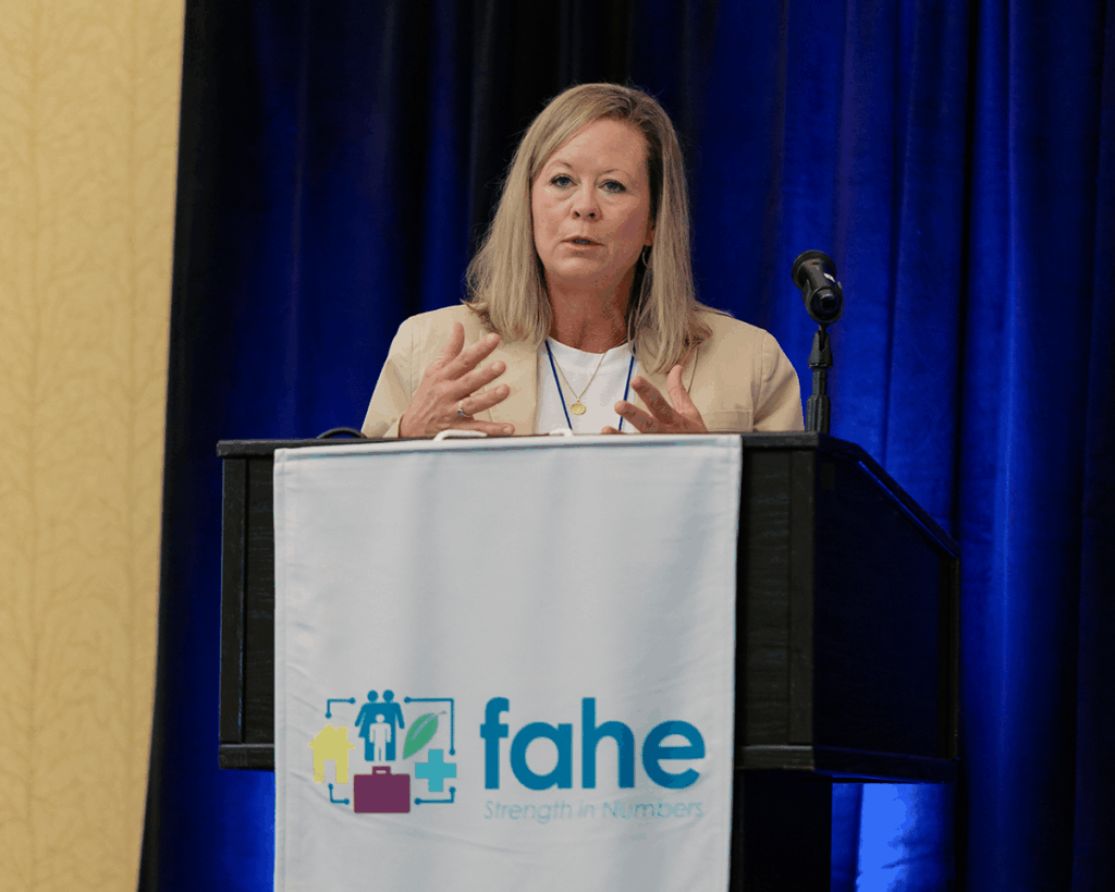 Krystal Gibbons, Executive Director of Tennessee’s Community Assistance Corporation (TCAC), presents during Stories from the Field at the 2025 Fahe Annual Meeting, discussing innovative community development and housing solutions in Tennessee.