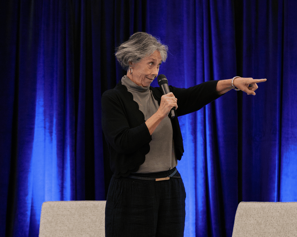 Lindy Turner, Executive Director of Clinch Powell RC&D, speaks during Stories from the Field at the 2025 Fahe Annual Meeting in Kingsport, Tennessee, sharing her organization’s creative approaches to affordable housing and rural development.